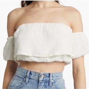 ROXY Seaside Heaven Off The Shoulder Crop Top NEW